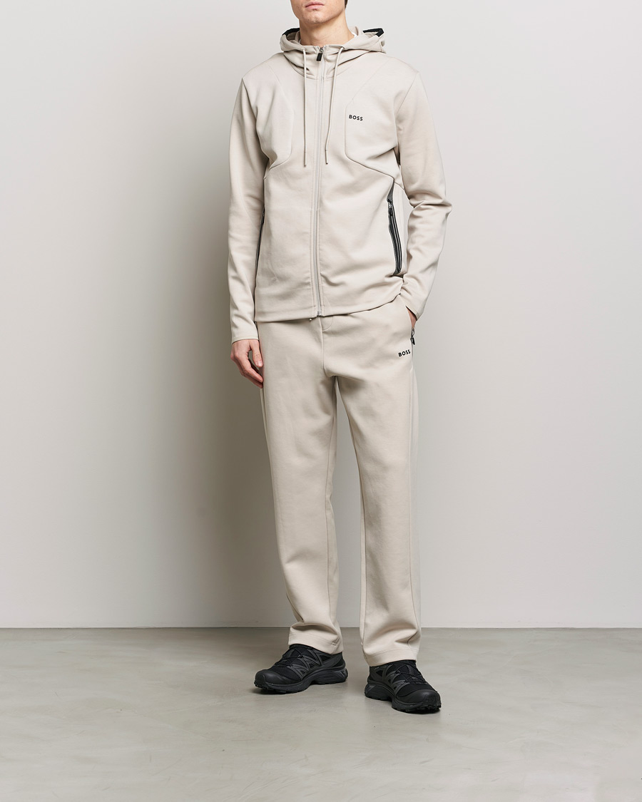 Herren | Pullover | BOSS GREEN | Saggy Full-Zip Hoodie Light Beige
