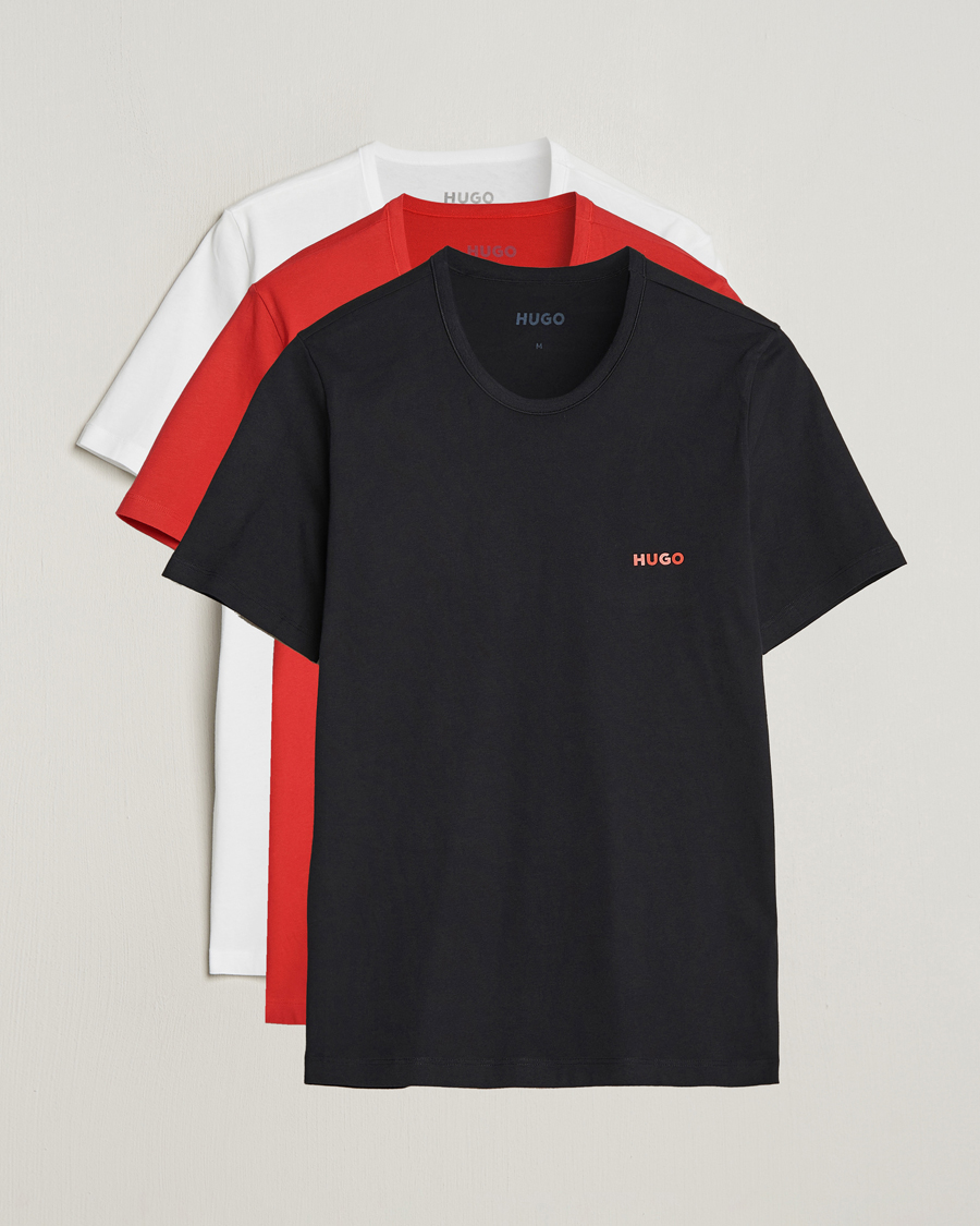 Herren | T-Shirts | HUGO | 3-Pack Logo Crew Neck T-Shirt Black/Red/White