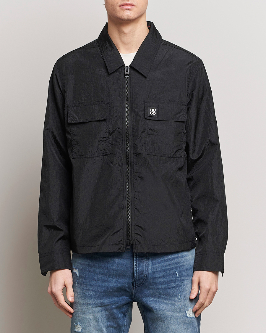 Herren | HUGO | HUGO | Emalo Full-Zip Overshirt Black