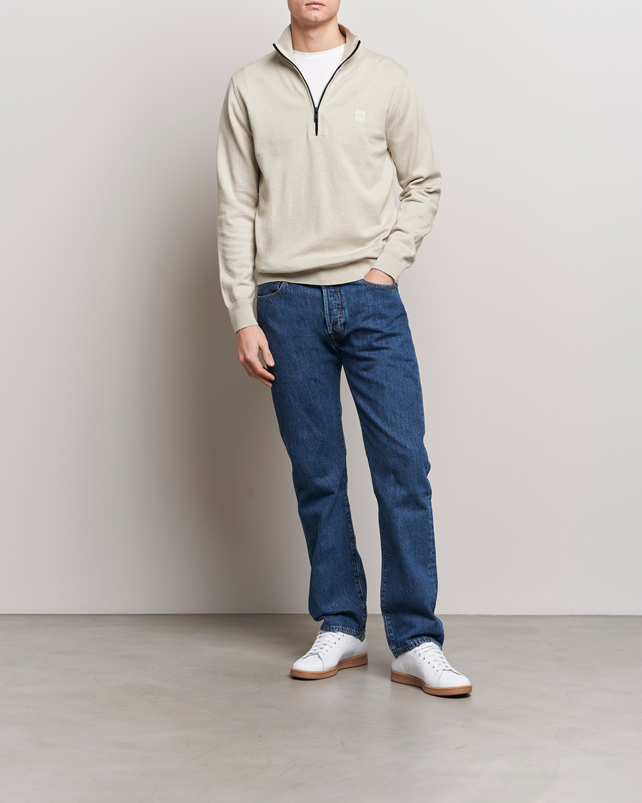 Herren | Pullover | BOSS ORANGE | Kanobix Knitted Half-Zip Light Beige