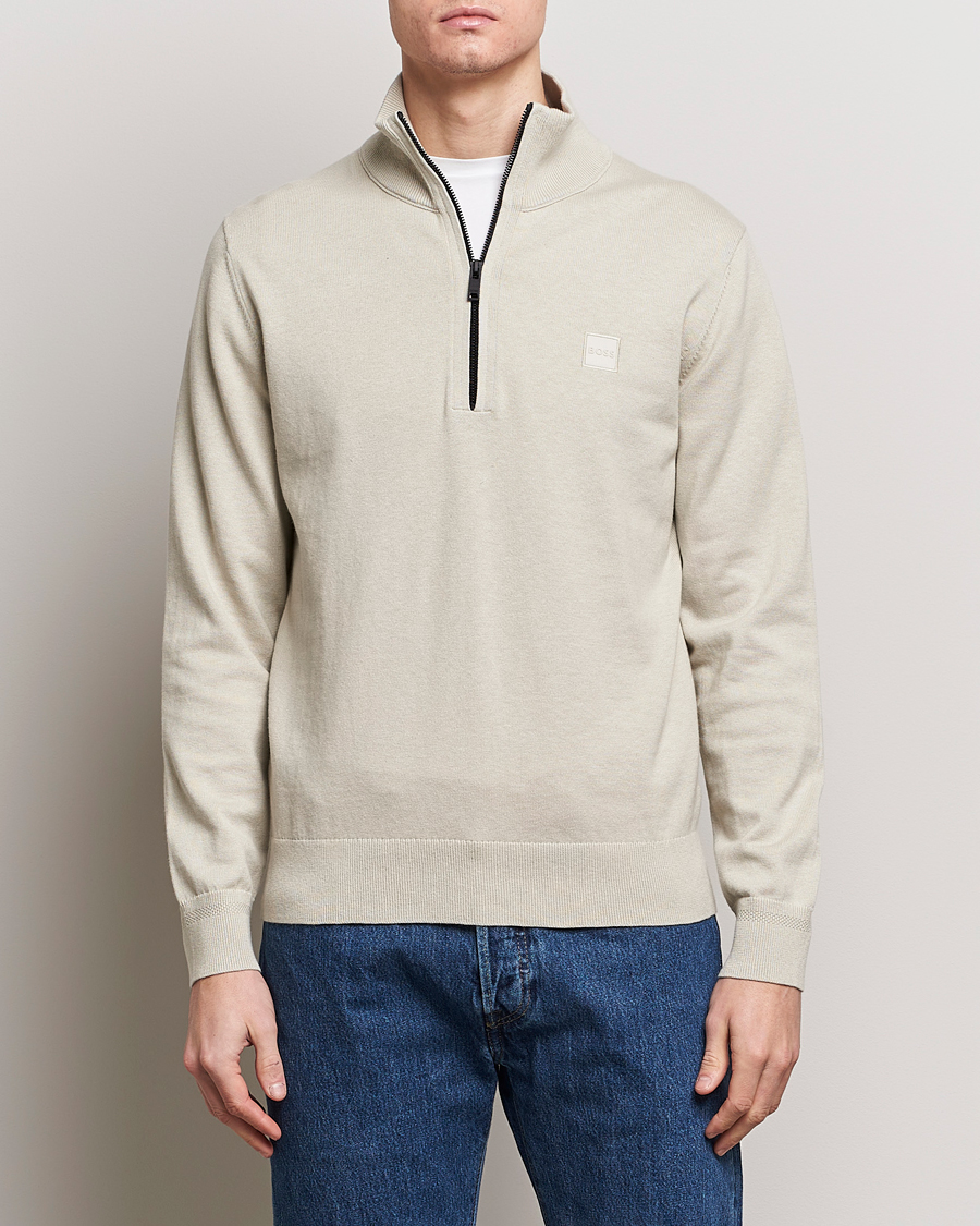 Herren | Kleidung | BOSS ORANGE | Kanobix Knitted Half-Zip Light Beige