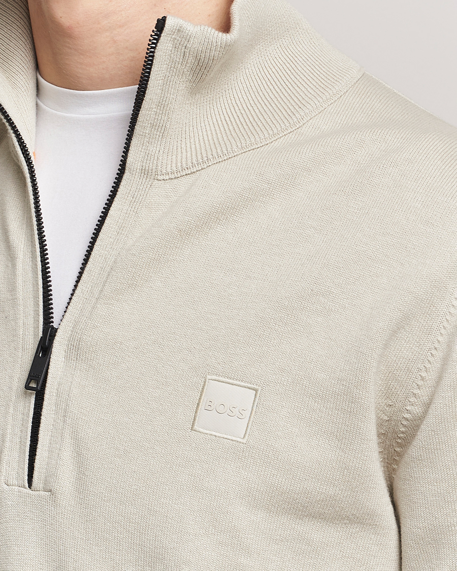 Herren | Pullover | BOSS ORANGE | Kanobix Knitted Half-Zip Light Beige