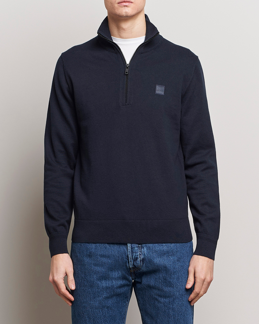 Herren | BOSS ORANGE | BOSS ORANGE | Kanobix Knitted Half-Zip Dark Blue