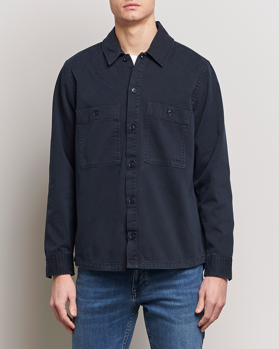 Herren | Hemden | BOSS ORANGE | Locky Cotton Overshirt Dark Blue