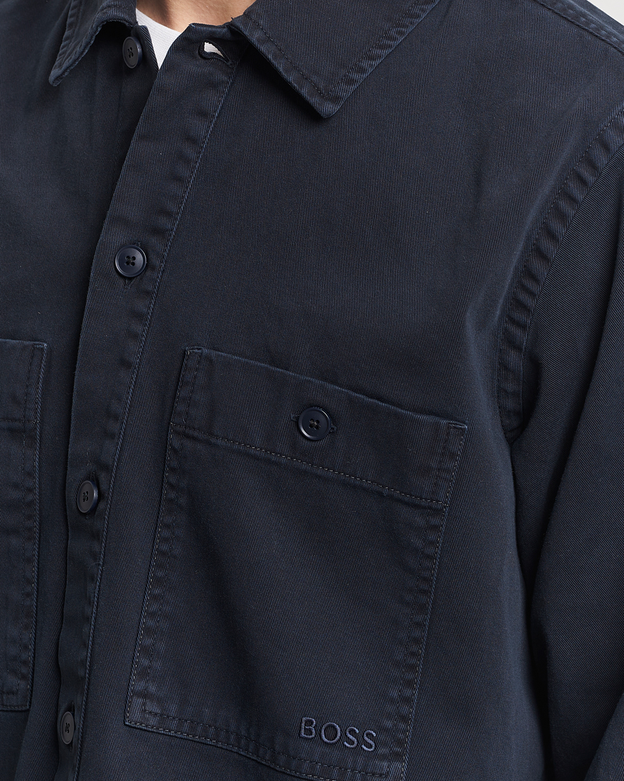 Herren | Hemden | BOSS ORANGE | Locky Cotton Overshirt Dark Blue