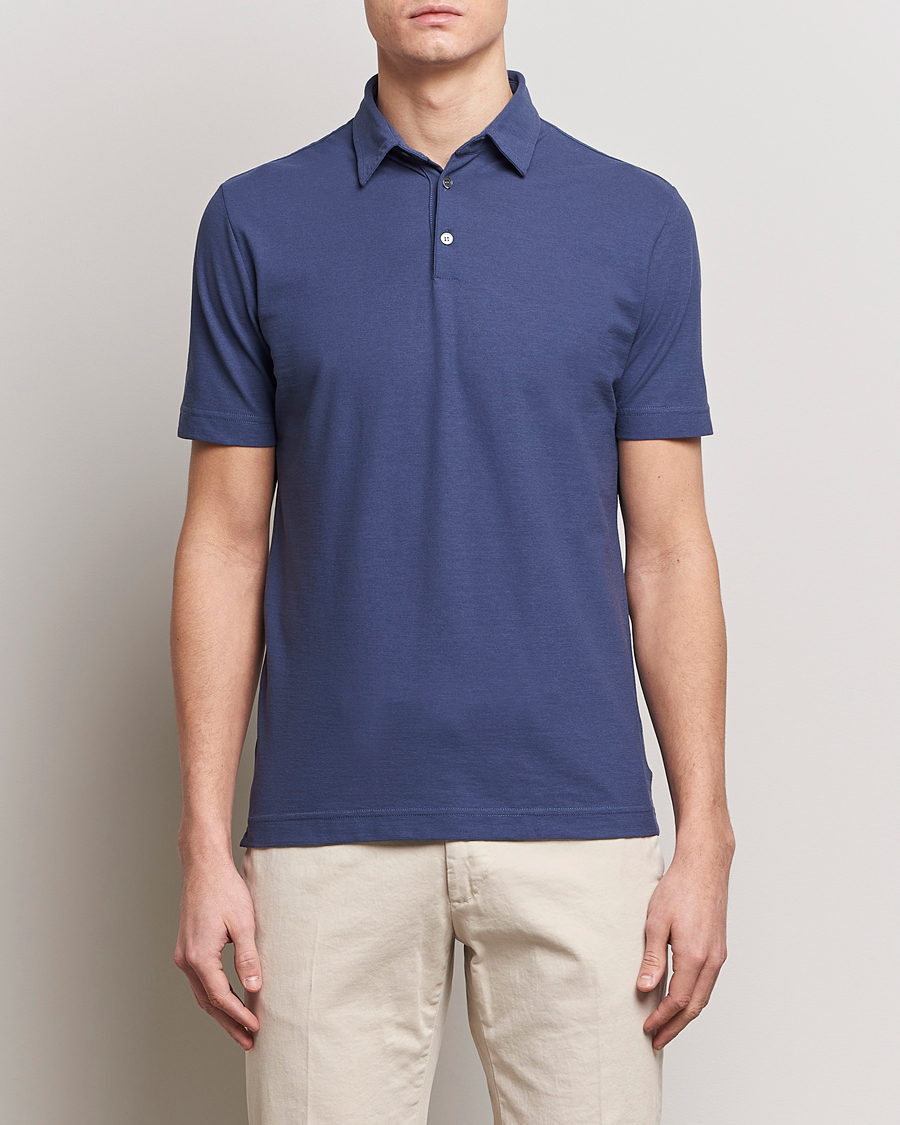 Herren | Italian Department | Zanone | Ice Cotton Polo Steel Blue