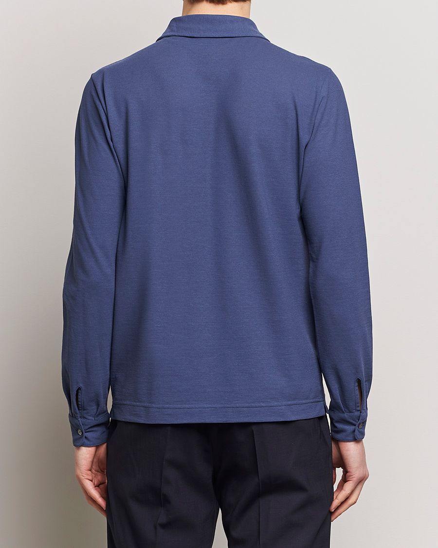 Herren | Pullover | Zanone | Ice Cotton Long Sleeve Polo Steel Blue