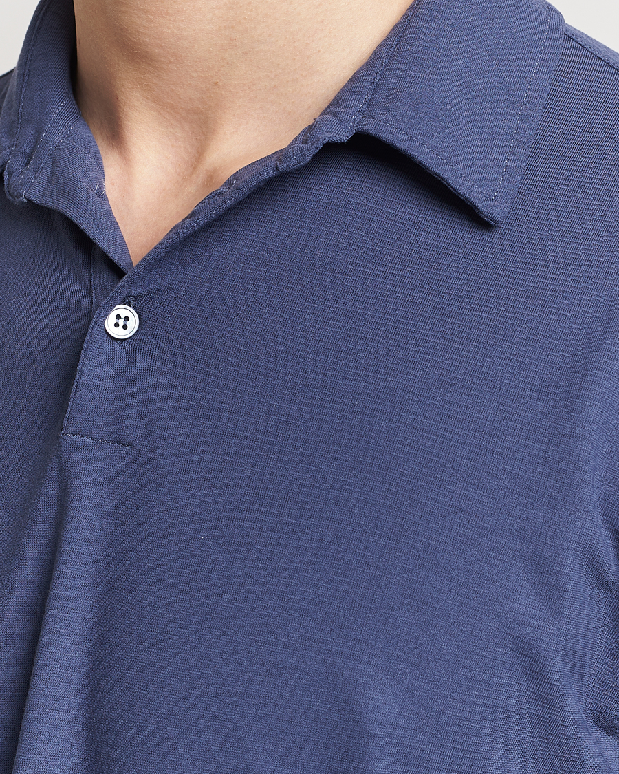 Herren | Pullover | Zanone | Ice Cotton Long Sleeve Polo Steel Blue