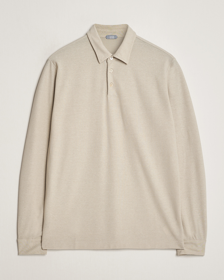 Herren | Pullover | Zanone | Ice Cotton Long Sleeve Polo Beige