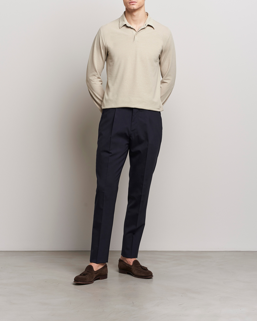 Herren | Pullover | Zanone | Ice Cotton Long Sleeve Polo Beige