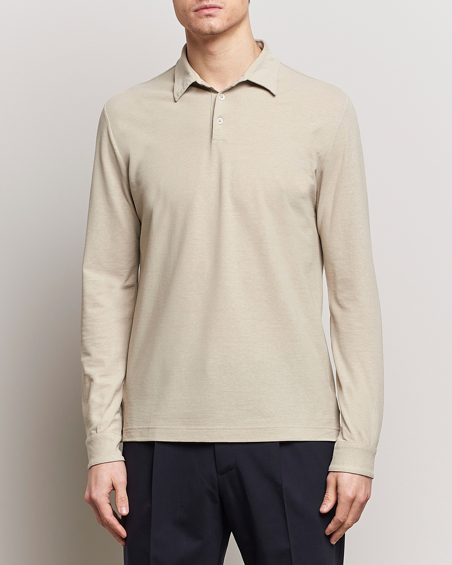 Herren | Poloshirt | Zanone | Ice Cotton Long Sleeve Polo Beige