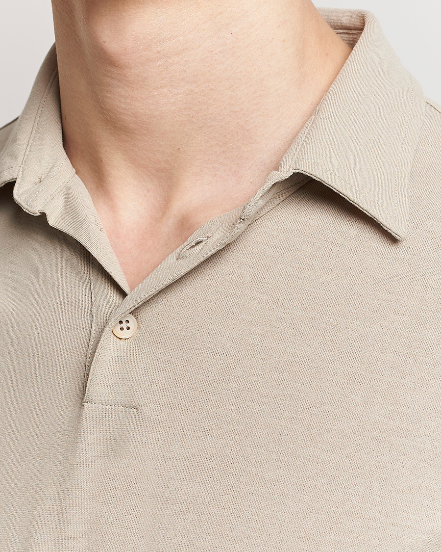 Herren | Pullover | Zanone | Ice Cotton Long Sleeve Polo Beige