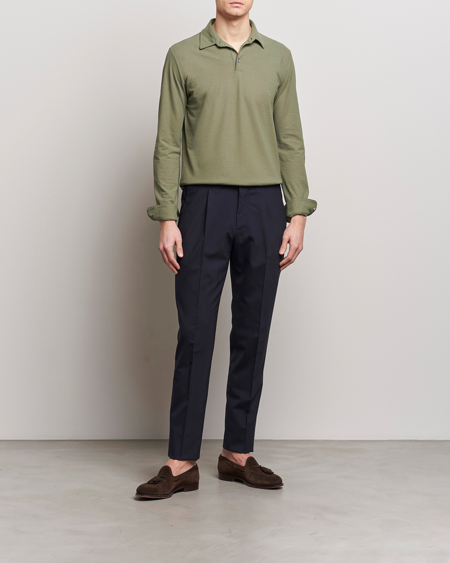 Herren | Pullover | Zanone | Ice Cotton Long Sleeve Polo Olive