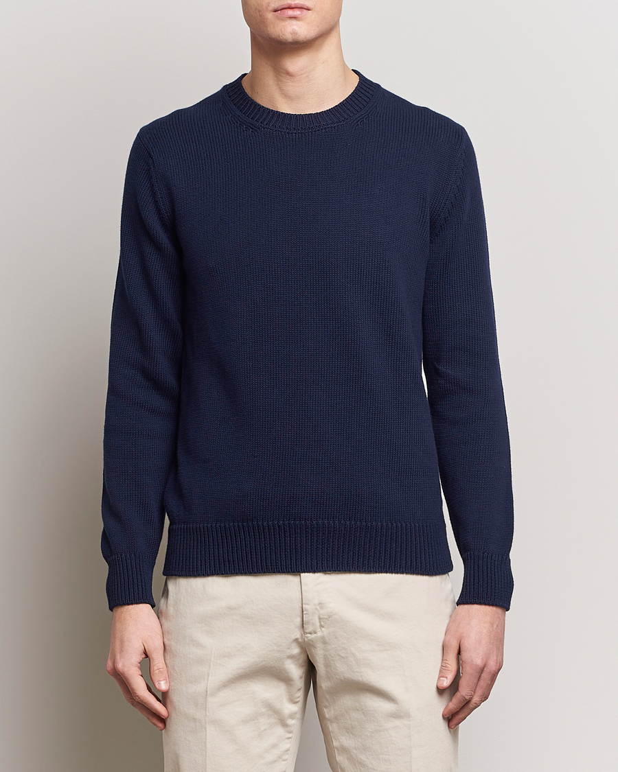 Herren |  | Zanone | Soft Cotton Crewneck Sweater Navy