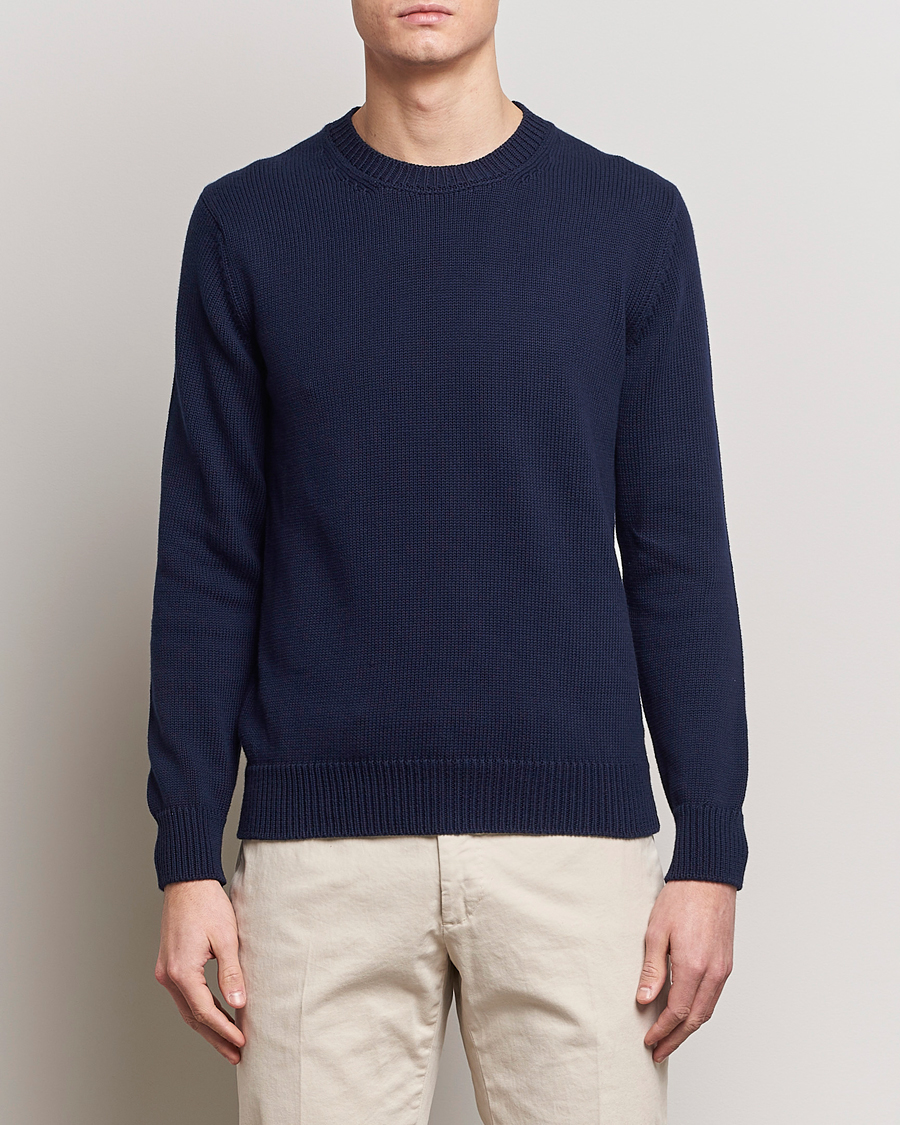 Herren | Wardrobe basics | Zanone | Soft Cotton Crewneck Sweater Navy