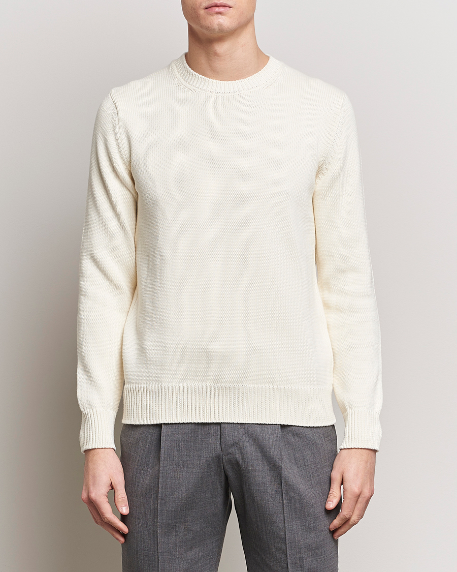 Herren |  | Zanone | Soft Cotton Crewneck Sweater Off White