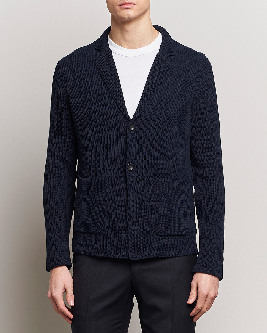 Herren | Zanone | Zanone | Cotton Rib Knitted Blazer Navy