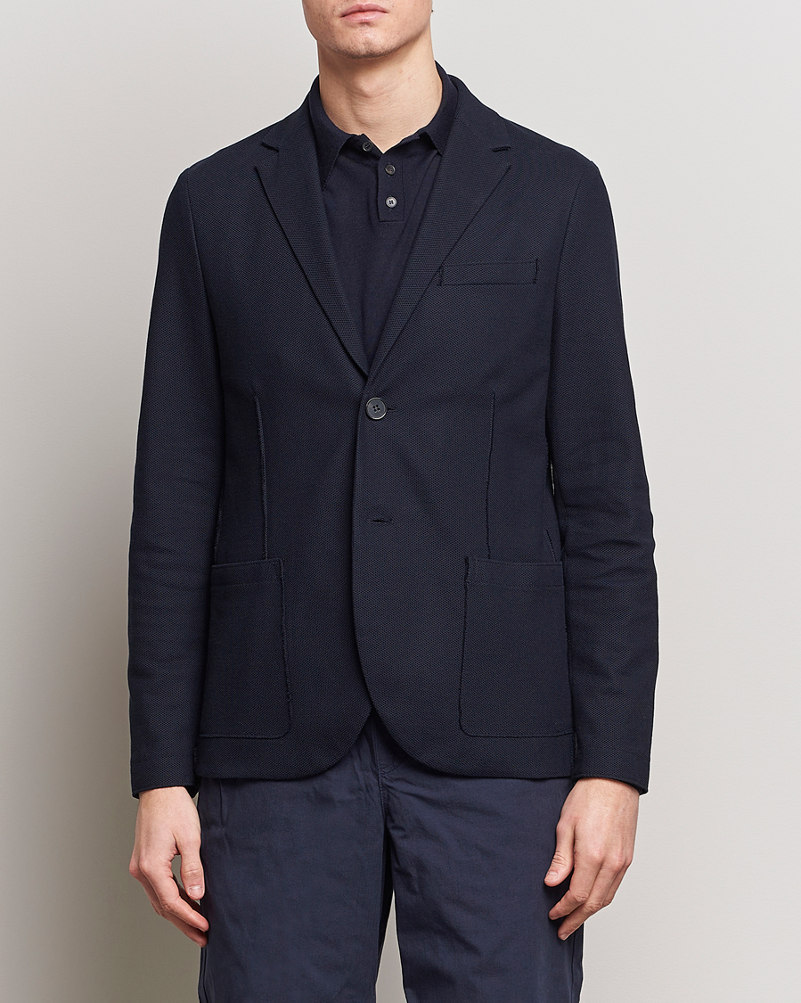 Men | Cotton Blazers | Harris Wharf London | Loro Piana Honey Comb Blazer Navy