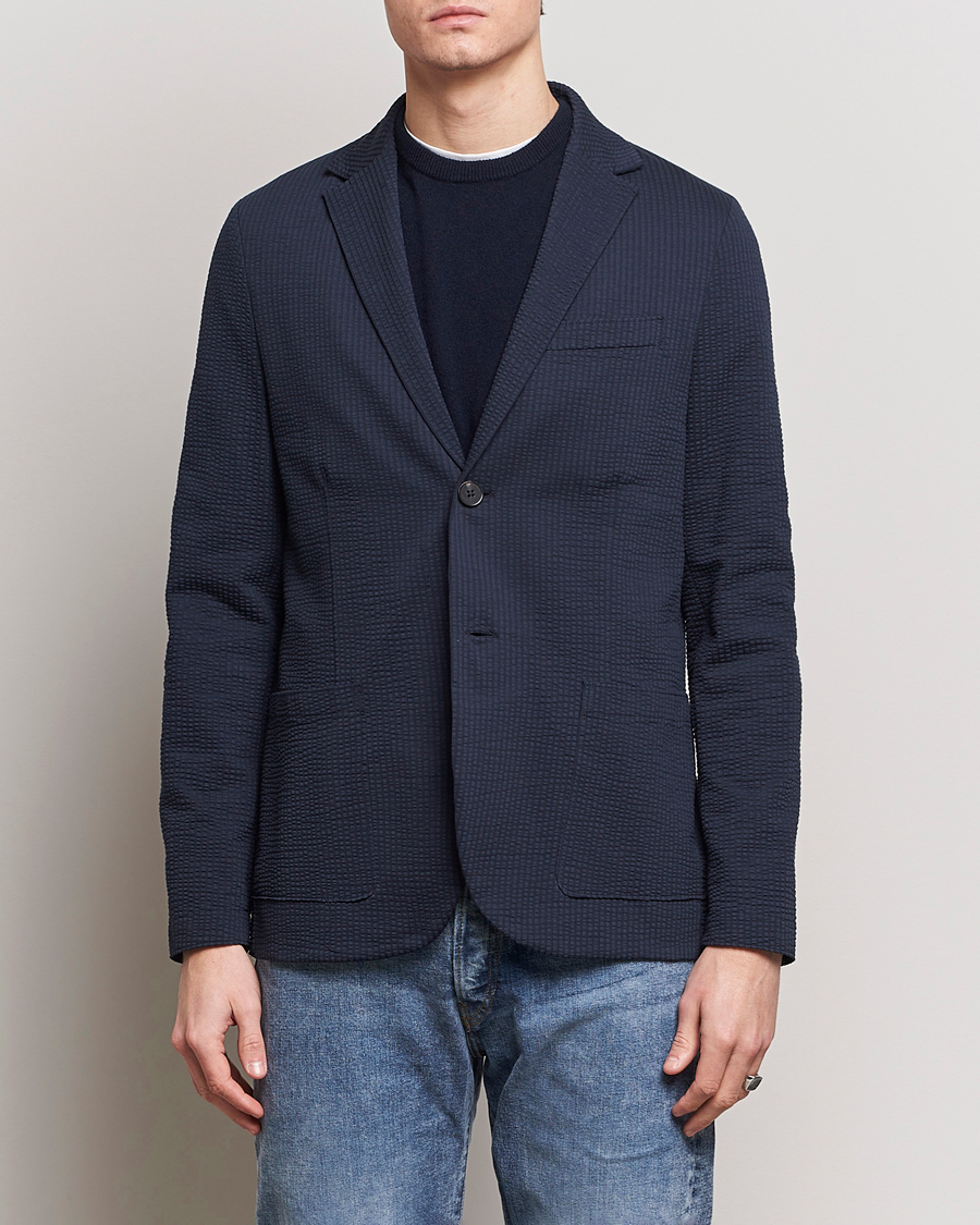 Herren | Sakkos | Harris Wharf London | Coolmax Seersucker Blazer Navy