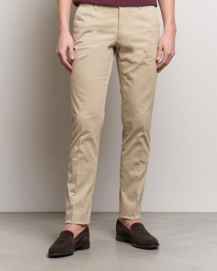 Herren | Chinos | Incotex | Slim Fit Garment Dyed Slacks Light Beige