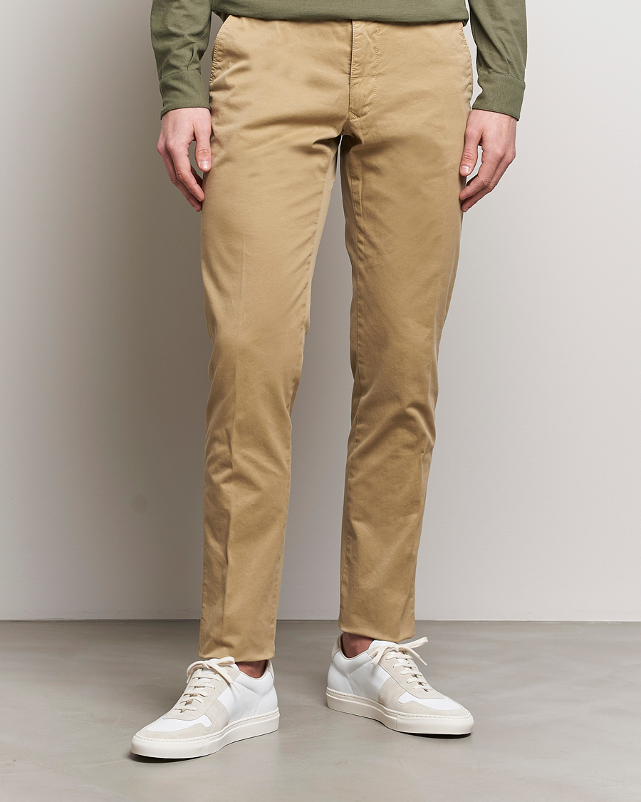 Herren | Chinos | Incotex | Slim Fit Garment Dyed Slacks Beige