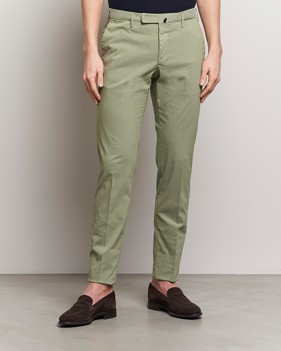 Herren | Chinos | Incotex | Slim Fit Washed Cotton Comfort Trousers Olive