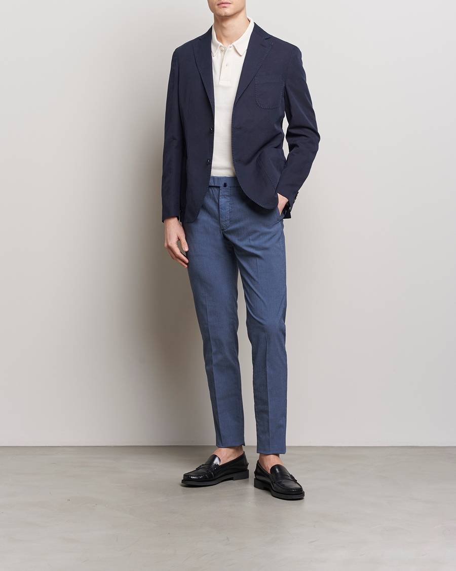 Herren | Hosen | Incotex | Slim Fit Washed Cotton Comfort Trousers Dark Blue