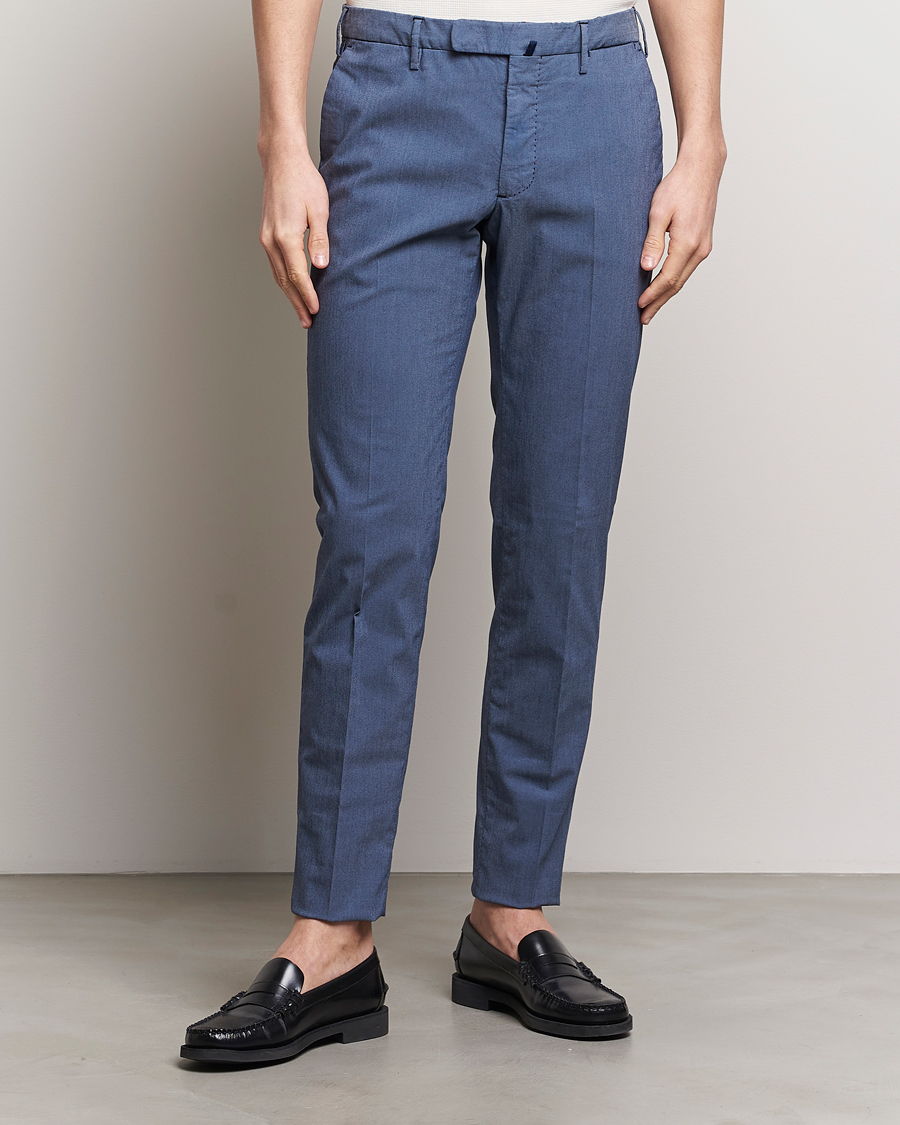 Herren | Chinos | Incotex | Slim Fit Washed Cotton Comfort Trousers Dark Blue