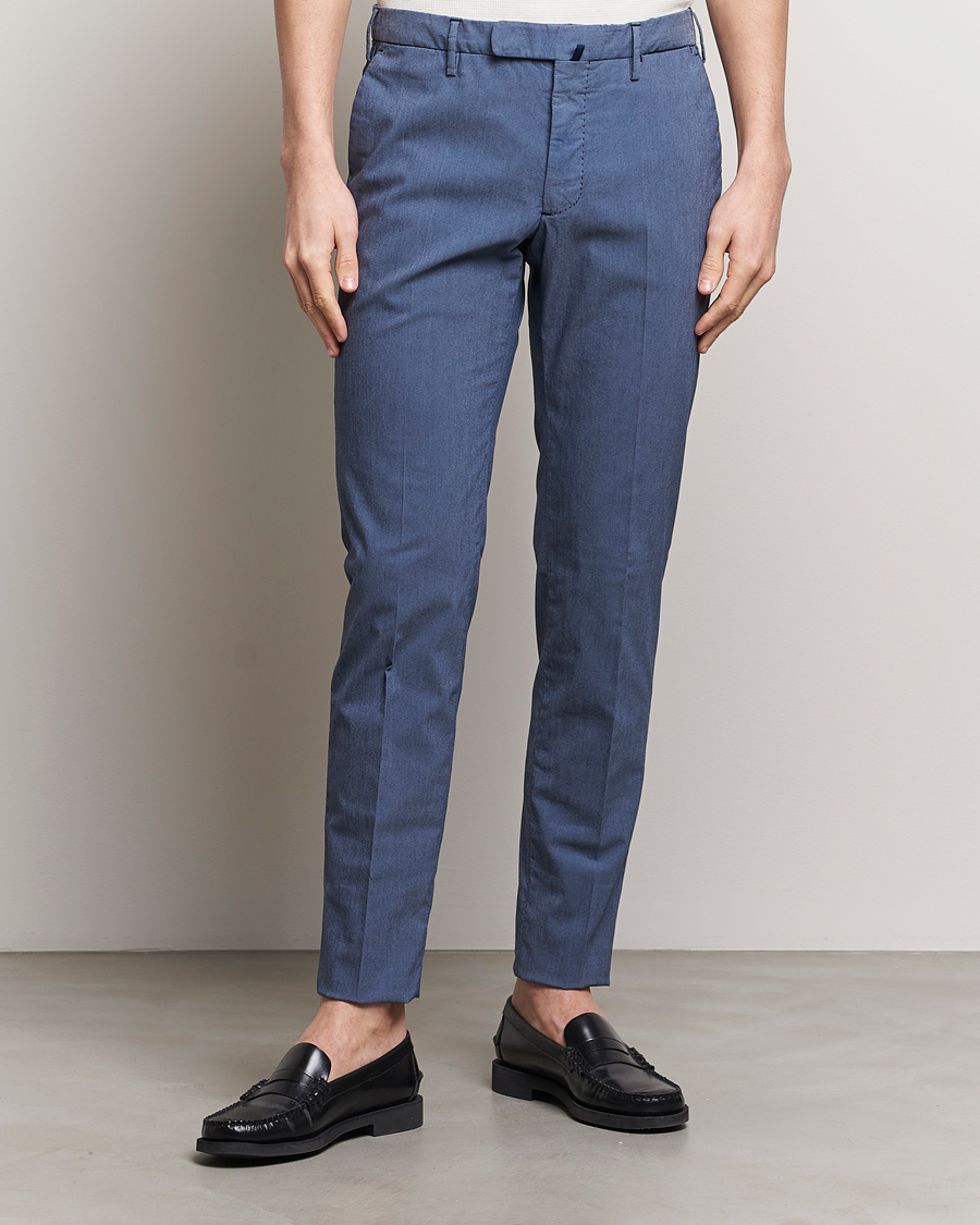 Men |  | Incotex | Slim Fit Washed Cotton Comfort Trousers Dark Blue