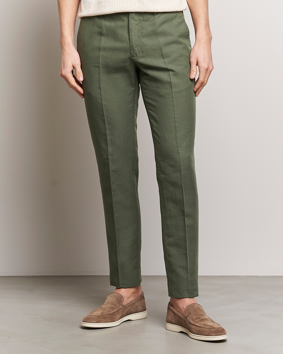 Herren | Italian Department | Incotex | Slim Fit Chinolino Trousers Dark Green