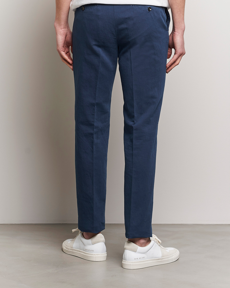 Herren | Hosen | Incotex | Regular Fit Comfort Cotton/Linen Trousers Navy