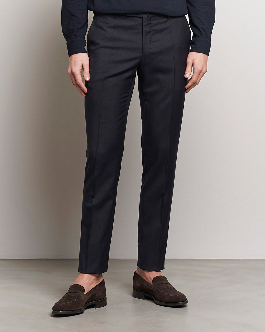 Herren | Italian Department | Incotex | Slim Fit Tropical Wool Trousers Navy