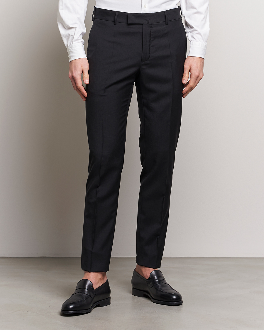 Herren | Incotex | Incotex | Slim Fit Tropical Wool Trousers Black