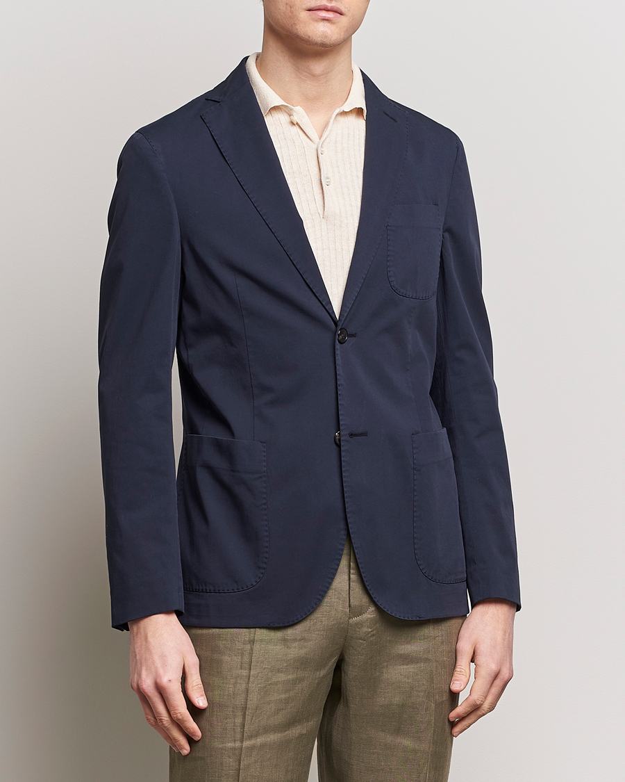 Herren | Italian Department | Incotex | Unconstructed Comfort Cotton Blazer Navy