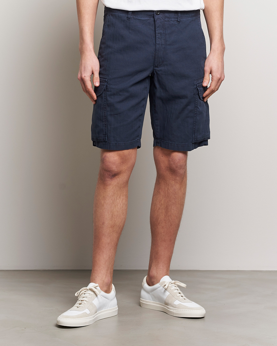 Herren | Italian Department | Incotex | Cotton Cargo Shorts Navy