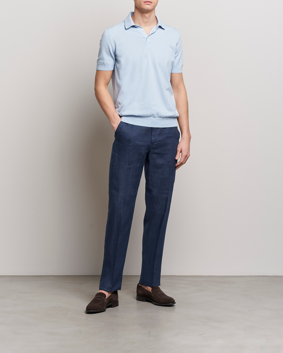 Herren | Hosen | Incotex | Straight Fit Pure Linen Trousers Navy