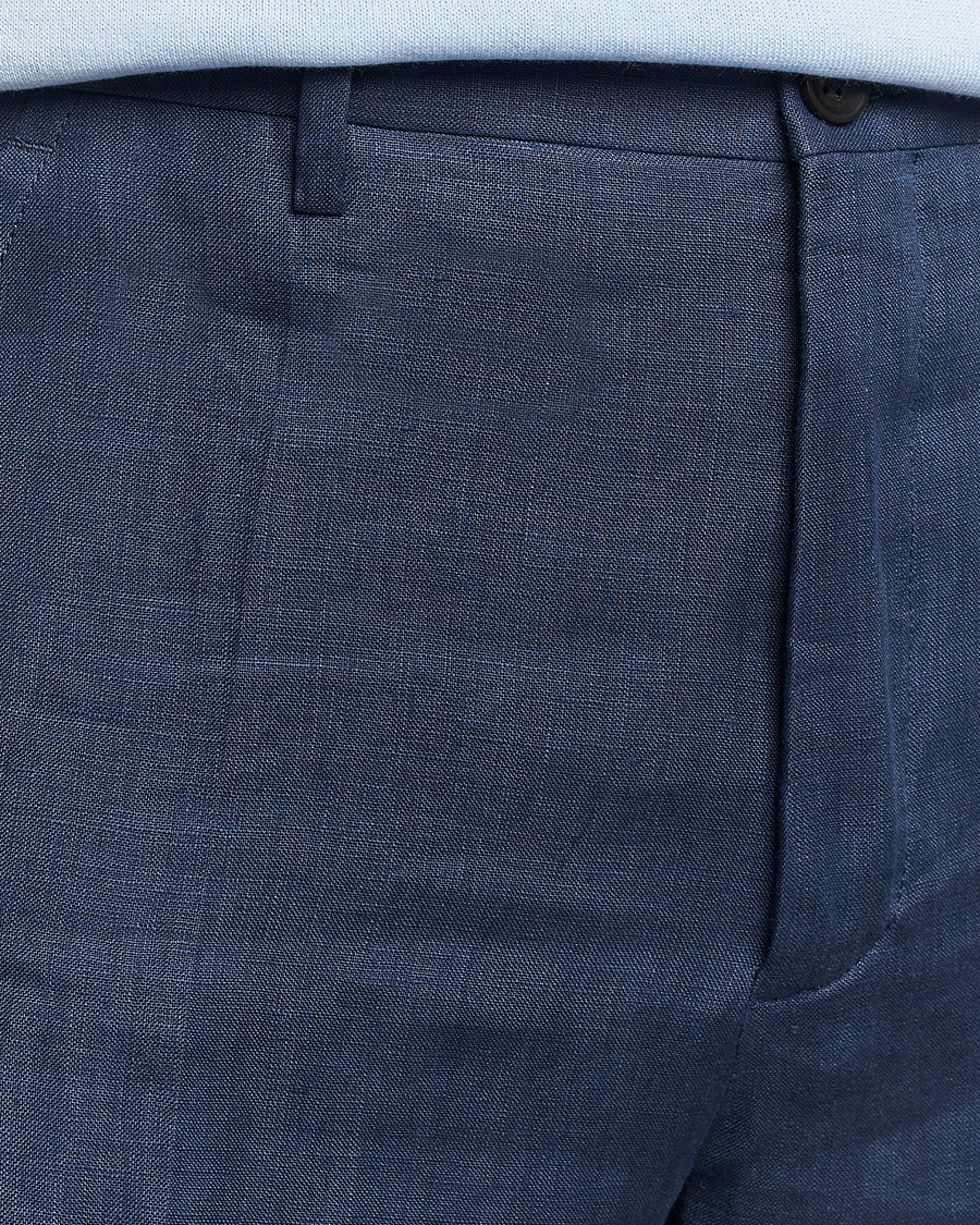 Herren | Hosen | Incotex | Straight Fit Pure Linen Trousers Navy