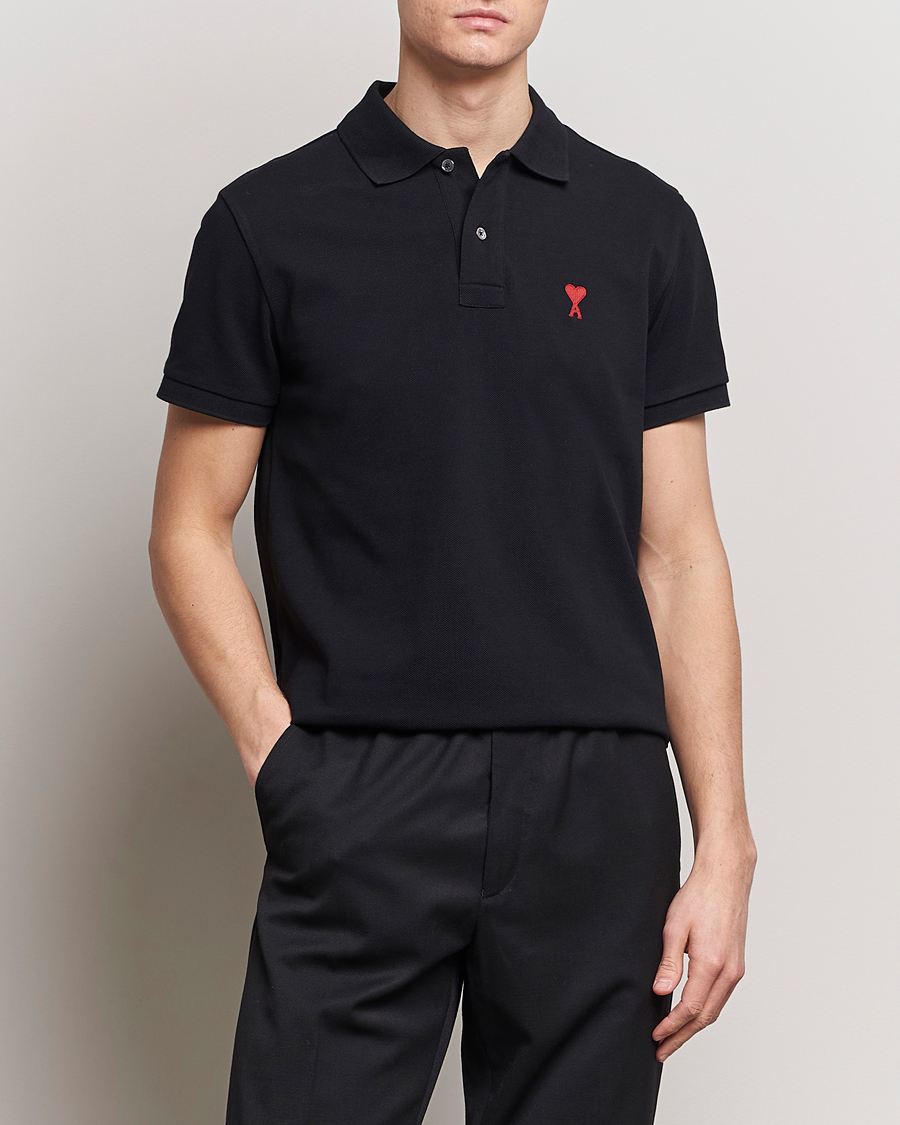 Herren | Kurzarm-Poloshirts | AMI | Heart Logo Piquet Polo Black