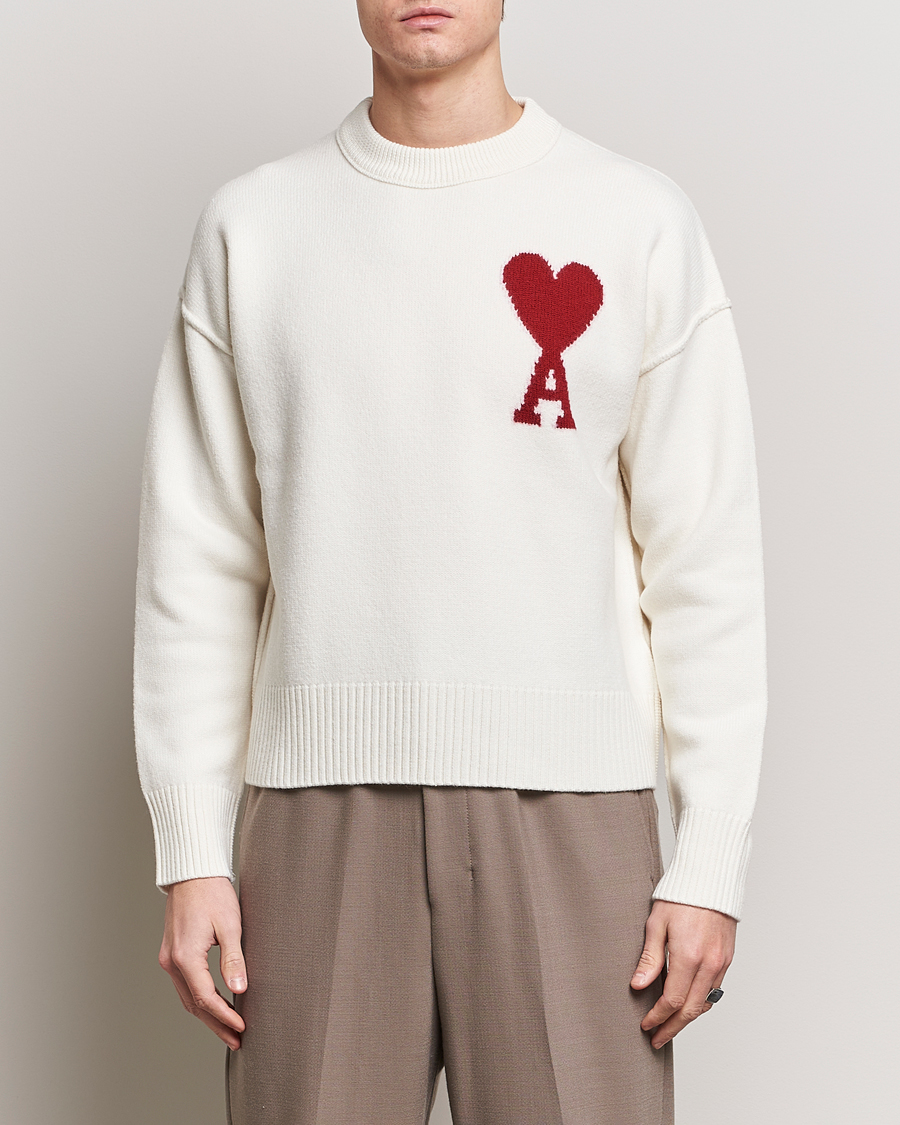 Herren | AMI | AMI | Big Heart Wool Sweater Off White
