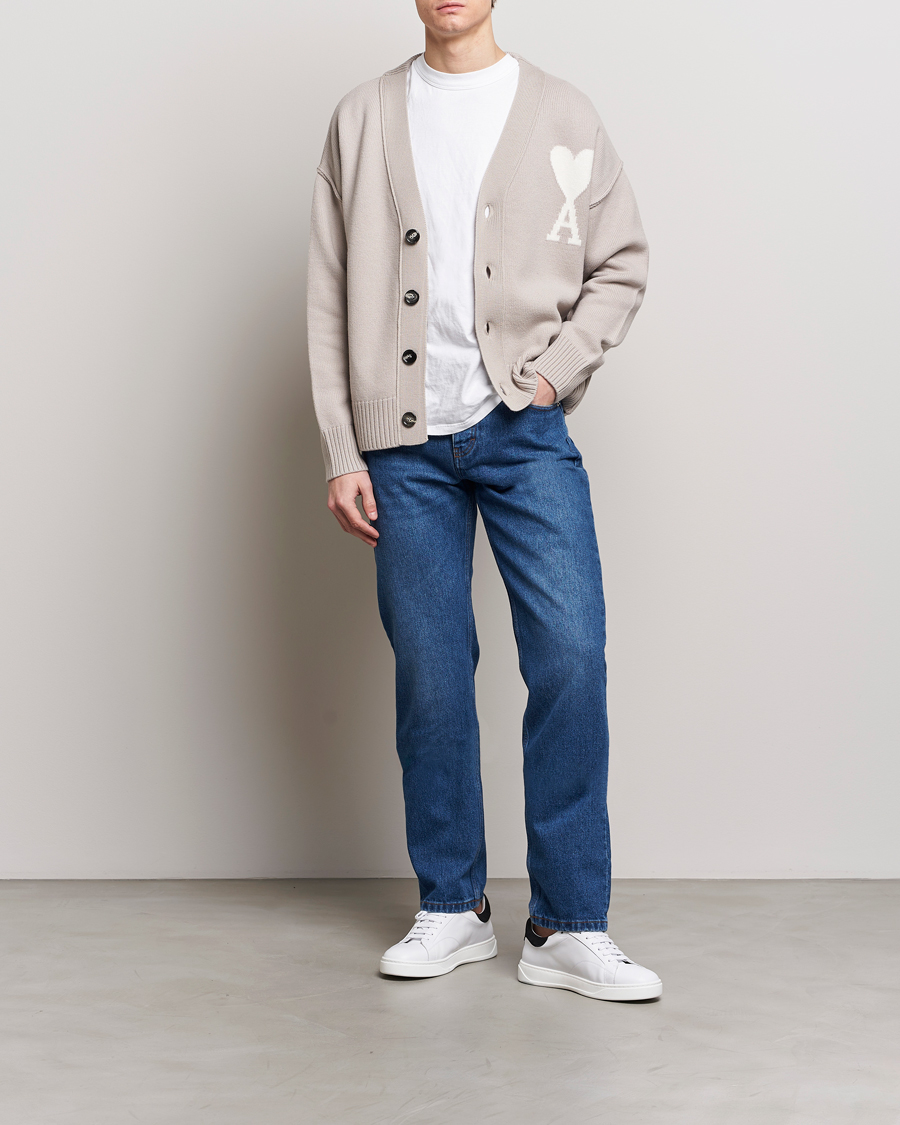 Herren | Pullover | AMI | Big Heart Wool Cardigan Light Beige