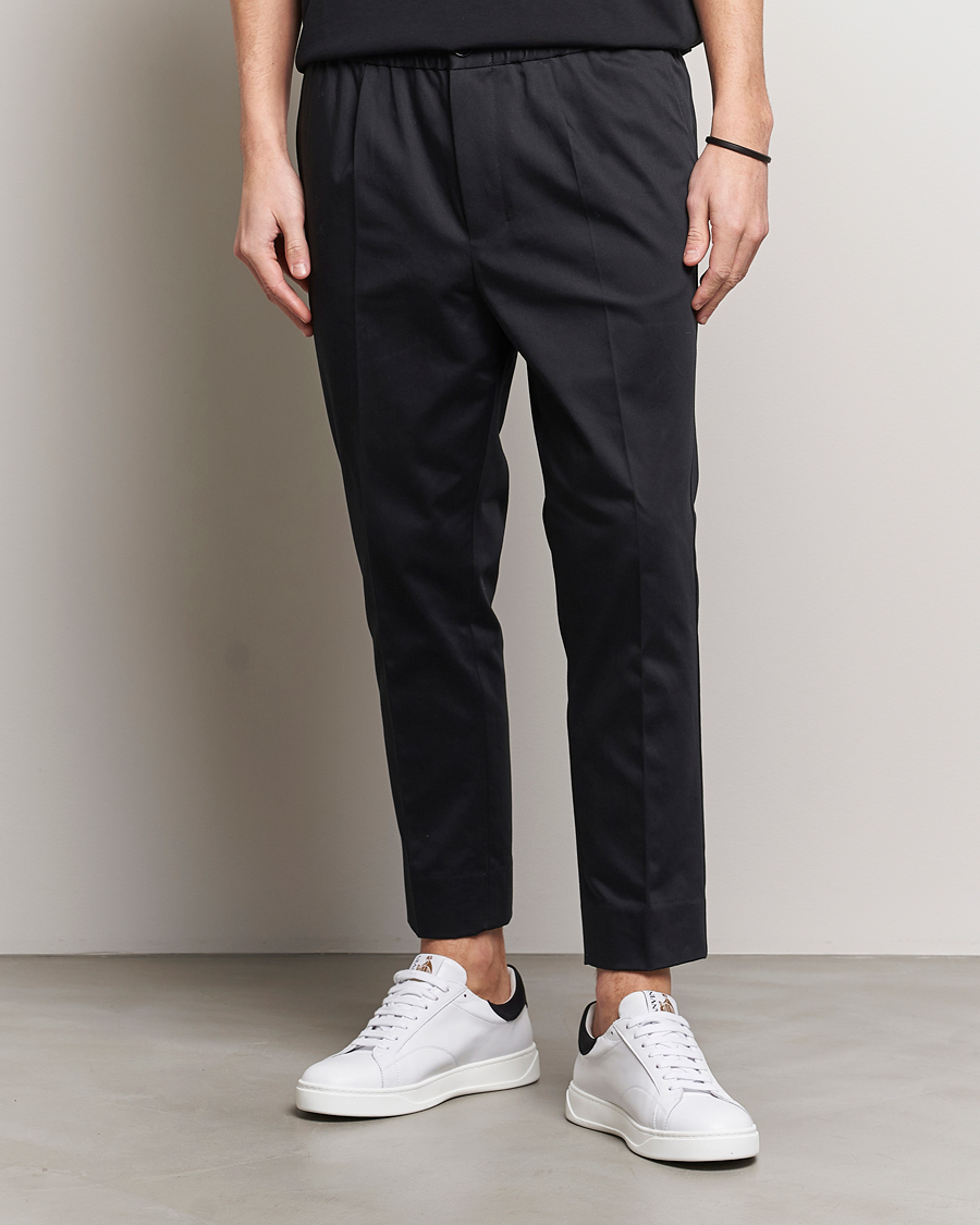 Herren | Contemporary Creators | AMI | Cotton Drawstring Trousers Black