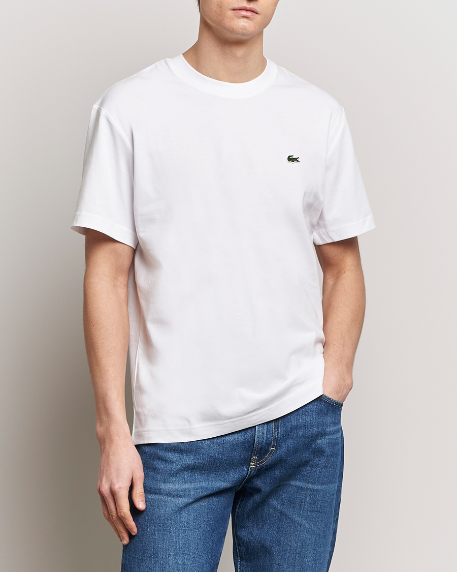 Herren | Weiße T-Shirts | Lacoste | Regular Fit Heavy Crew Neck T-Shirt White