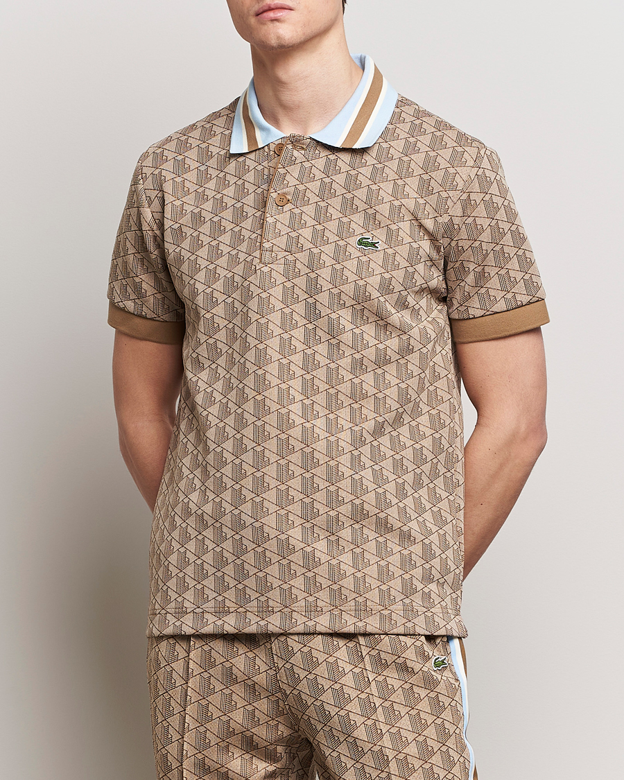 Herren | Poloshirts | Lacoste | Classic Fit Monogram Polo Croissant/Cookie