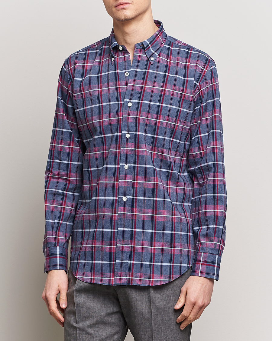 Herren |  | Kamakura Shirts | Vintage Ivy Button Down Shirt  Blue Madras