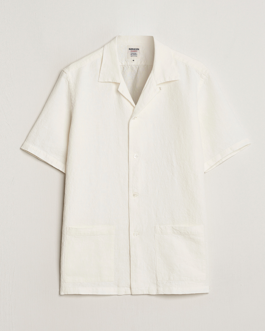 Herren | Hemden | Kamakura Shirts | Vintage Ivy Heavy Linen Beach Shirt White