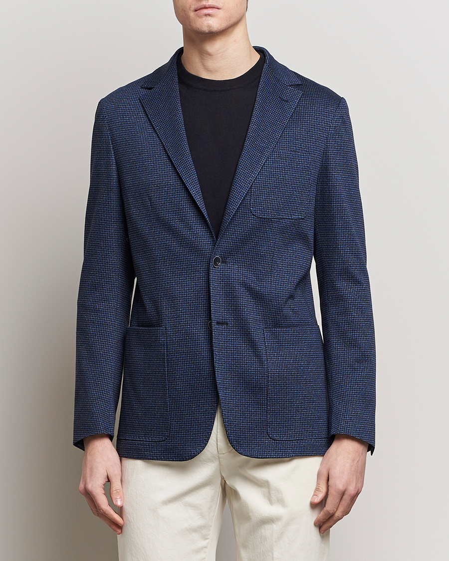 Men | Clothing | Canali | Micro Check Jersey Blazer Navy