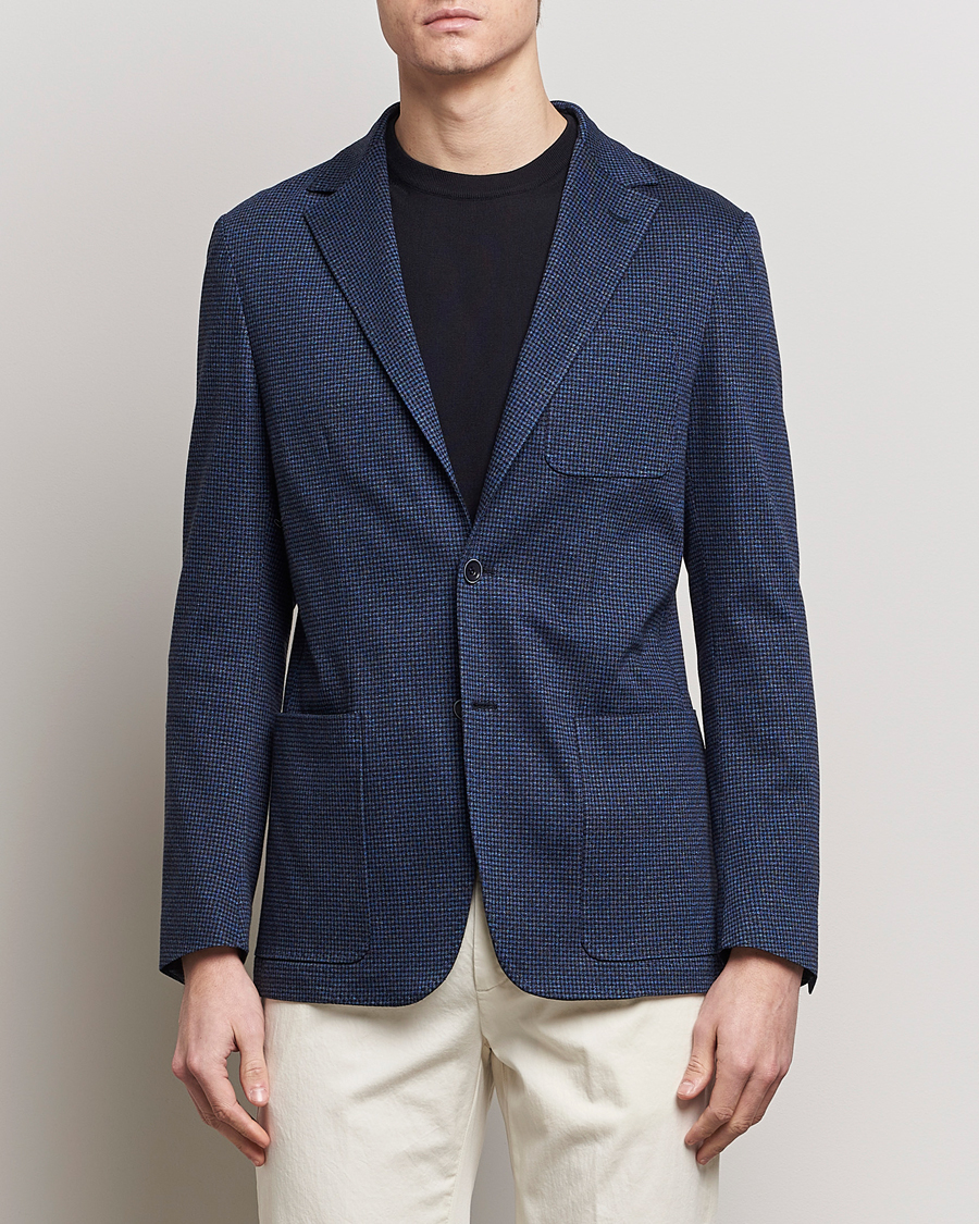 Herren | Sakkos | Canali | Micro Check Jersey Blazer Navy