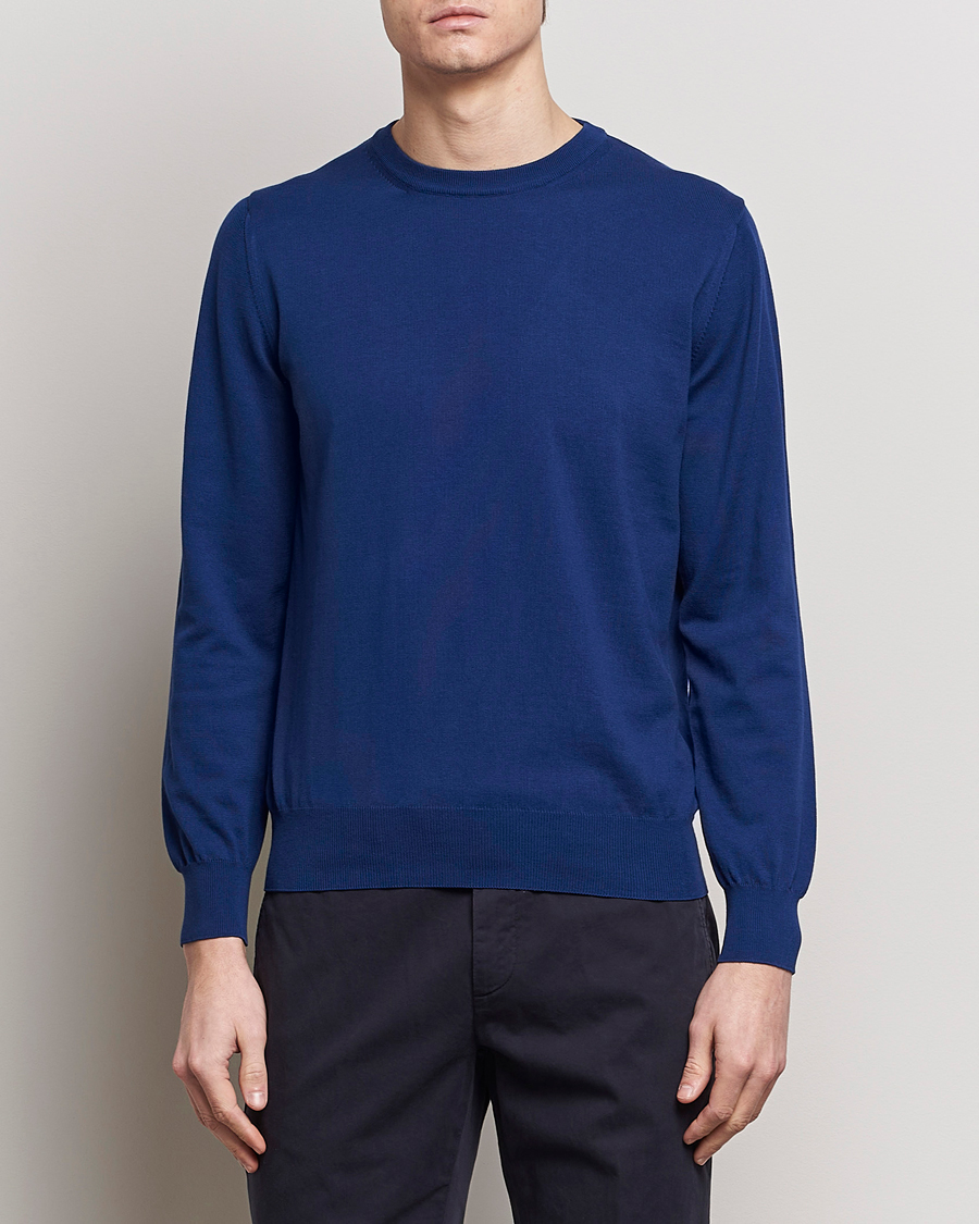 Herren | Pullover | Canali | Cotton Crew Neck Pullover Royal Blue