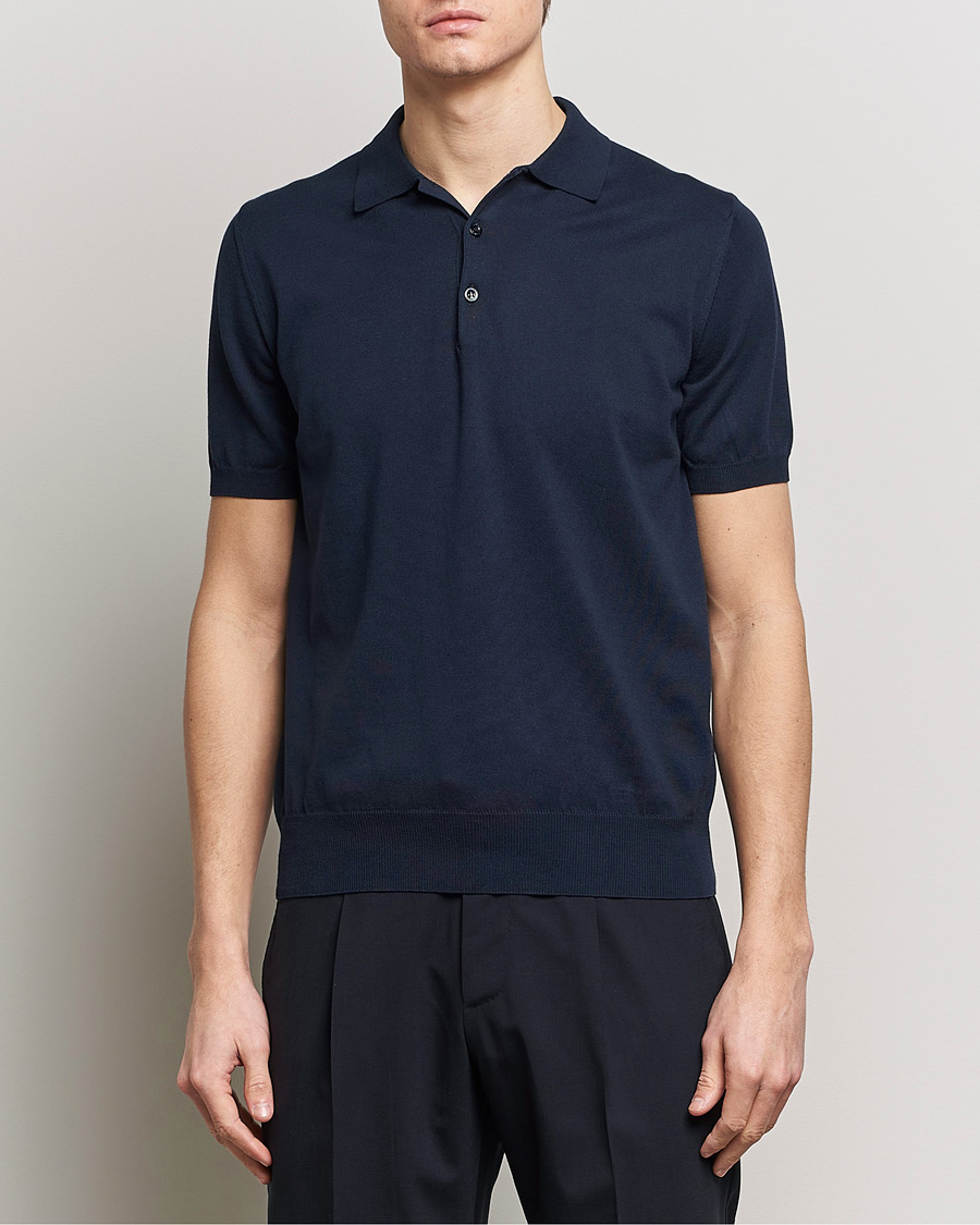 Herren |  | Canali | Cotton Short Sleeve Polo Navy