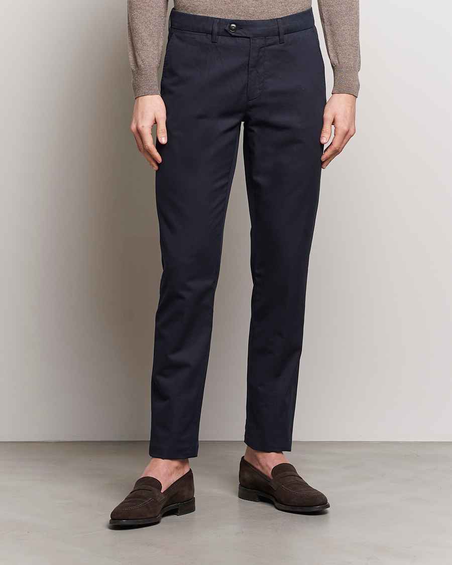 Herren | Quiet Luxury | Canali | Cotton/Linen Trousers Navy